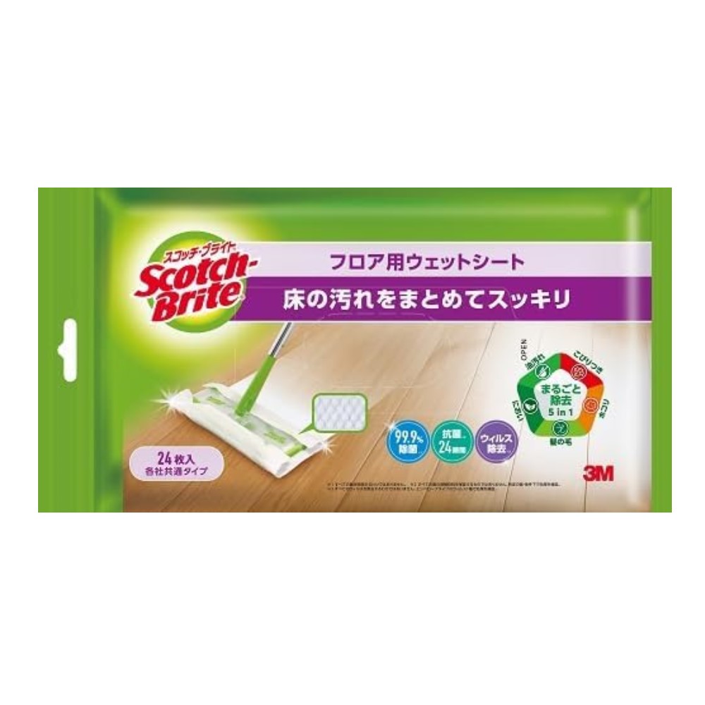 スコッチ・ブライト フロア用ウェットシート 24枚入