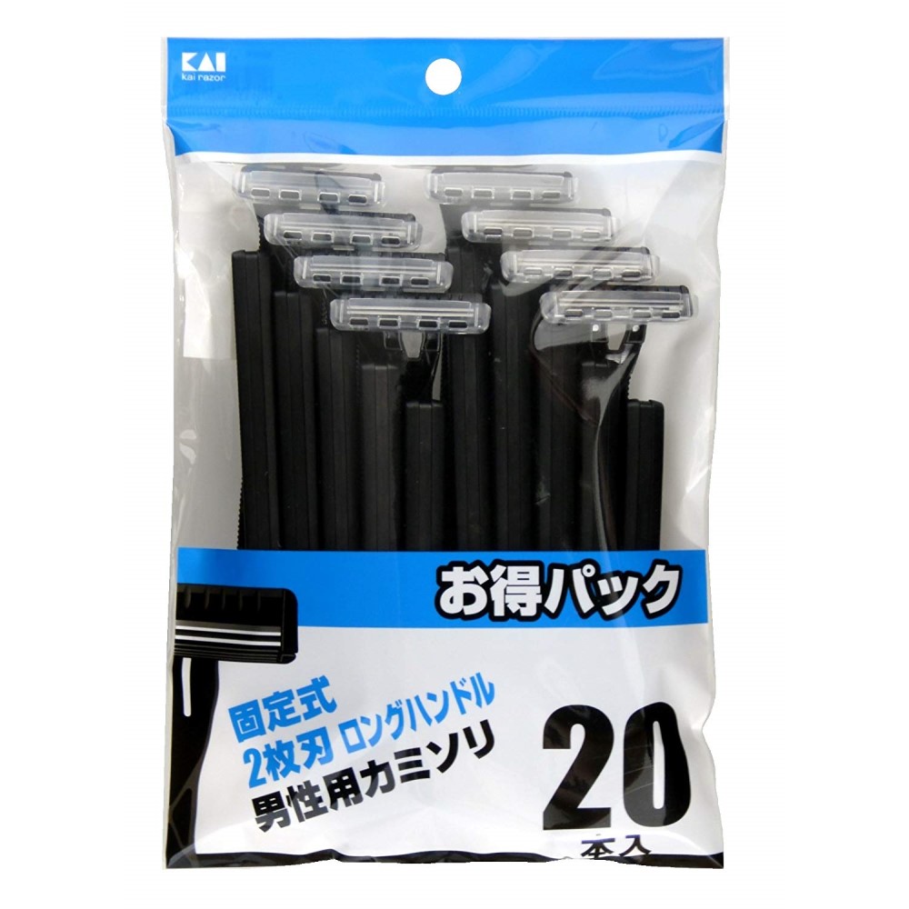 ２枚刃カミソリ　固定式　２０本入　ロングハンドル　ＬＵＦ－２０Ｐ