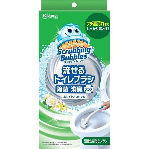 スクラビングバブル　流せるトイレブラシ　除菌消臭プラス　ホワイトブロッサム　本体＋替４個