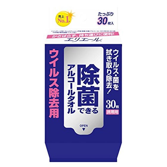 エリエール　除菌できるアルコールタオル　ウイルス除去用　携帯用　３０枚