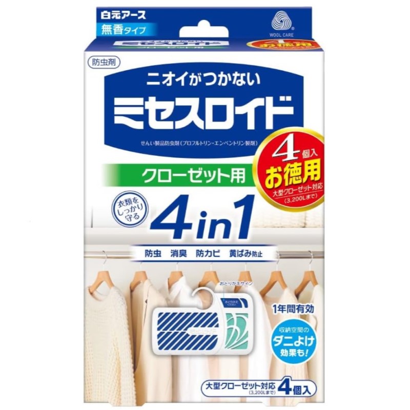 ミセスロイド　クローゼット用　１年防虫　４個入