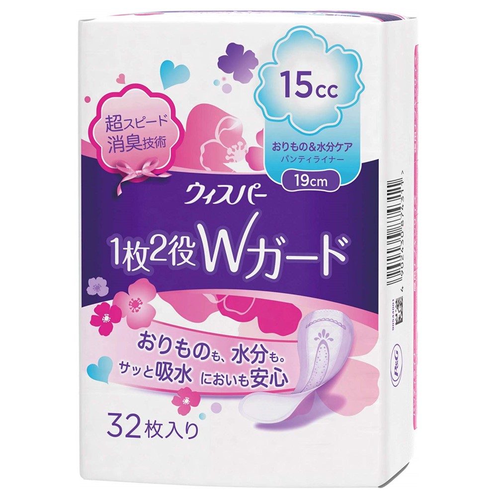 ウィスパー　１枚２役Ｗガード　１５ｃｃ　おりもの＆水分ケア