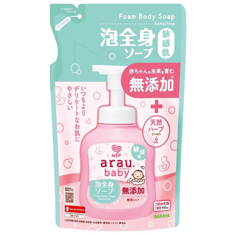 アラウ．ベビー　泡全身ソープ　敏感肌　４００ｍＬ　詰替用