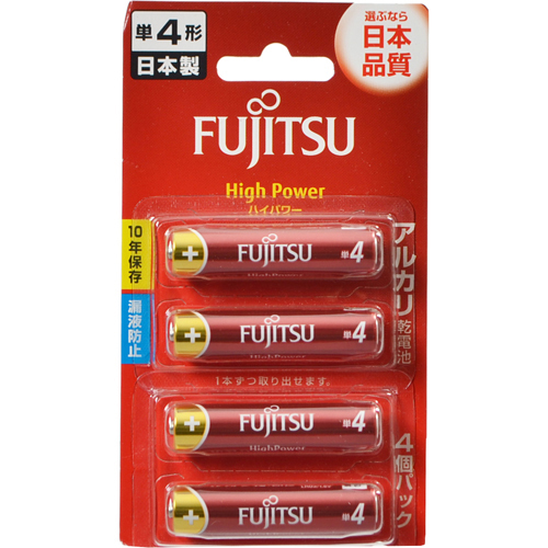 Ｈｉｇｈ　Ｐｏｗｅｒ　アルカリ乾電池　単４形　１．５Ｖ　４個パック　日本製　ＬＲ０３ＦＨ（４Ｂ）