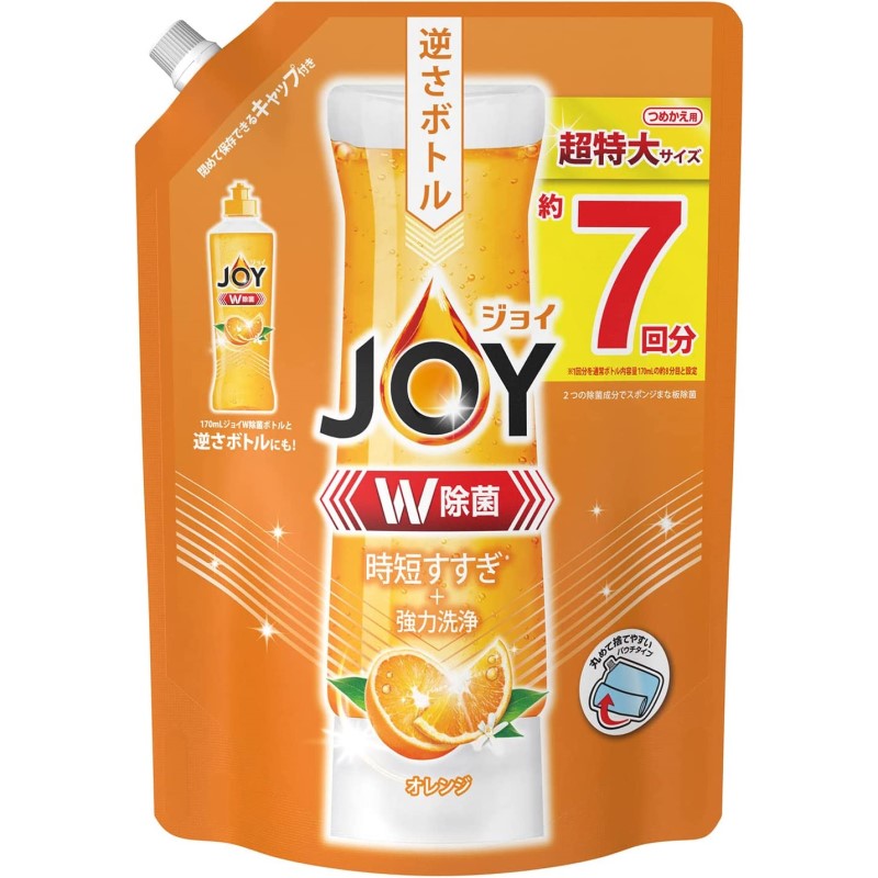 ＪＯＹ　ジョイ　Ｗ除菌　食器用洗剤　オレンジ　つめかえ用　超特大サイズ　９１０ｍＬ