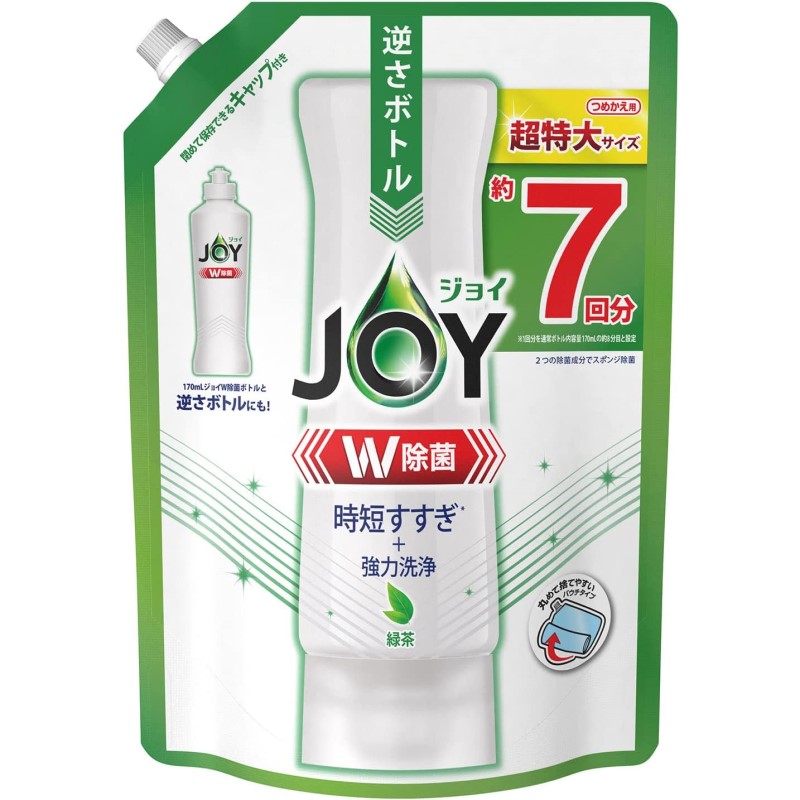 ＪＯＹ　ジョイ　Ｗ除菌　食器用洗剤　緑茶　つめかえ用　超特大サイズ　９１０ｍＬ