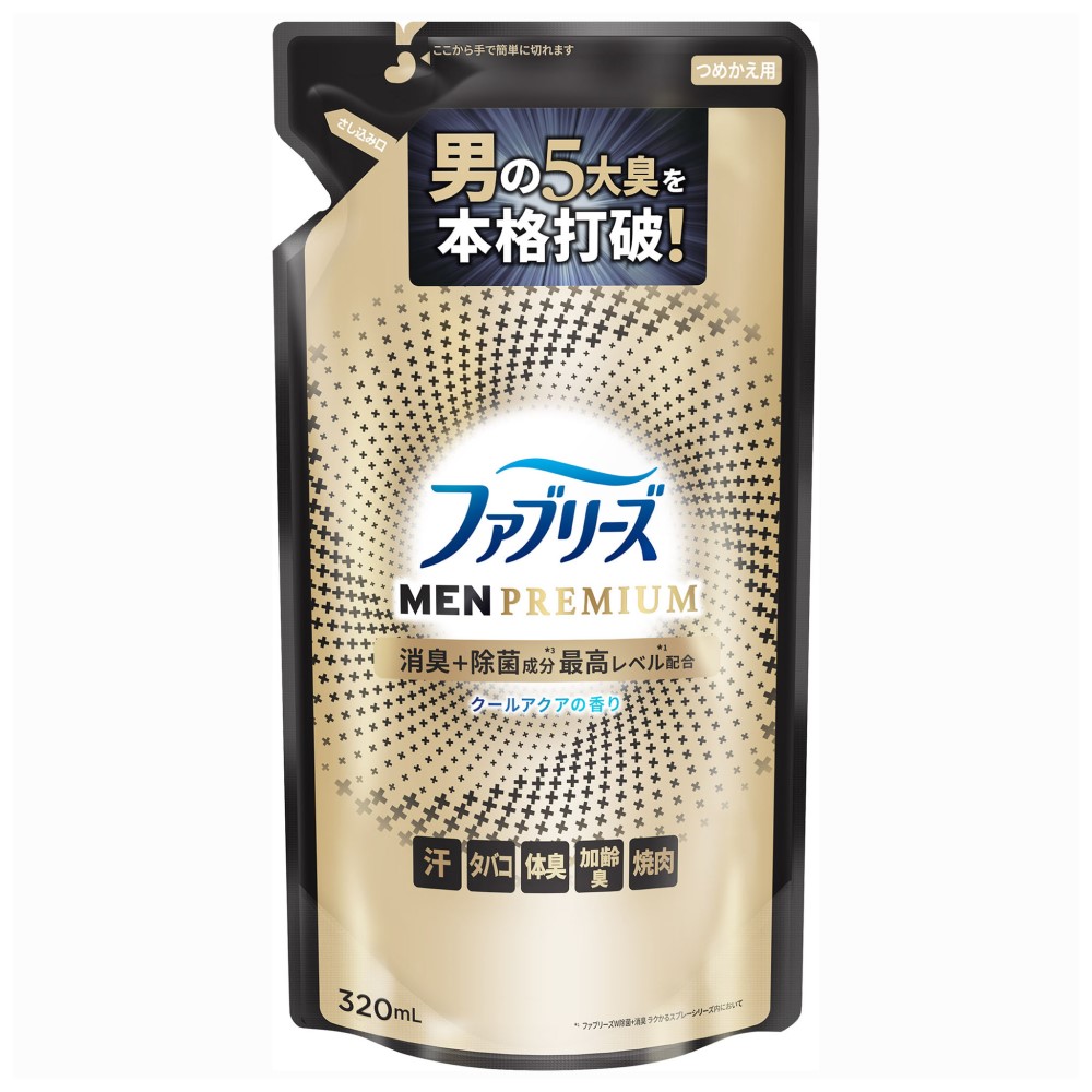 ファブリーズ　Ｗ除菌＋消臭　ＭＥＮ　ＰＲＥＭＩＵＭ　クールアクアの香り　つめかえ用　３２０ｍＬ