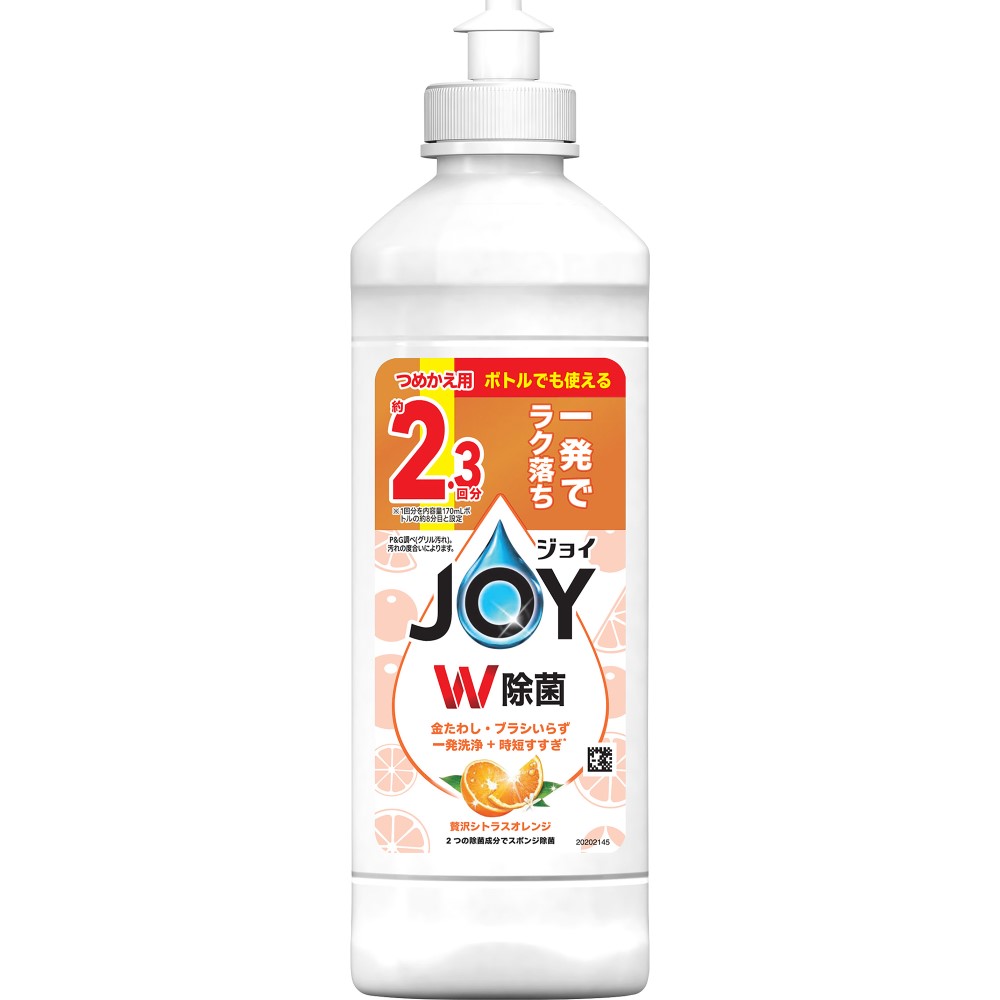 ジョイ W除菌 食器用洗剤 贅沢シトラスオレンジ キャップ付きつめかえ 300mL